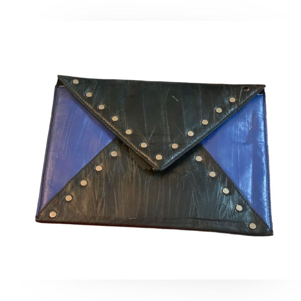 Black and blue squared clutch